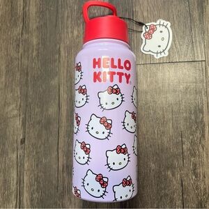 NWT Sanrio Hello Kitty Logo Stainless Steal Water Coffee Bottle Pink Red 28oz
